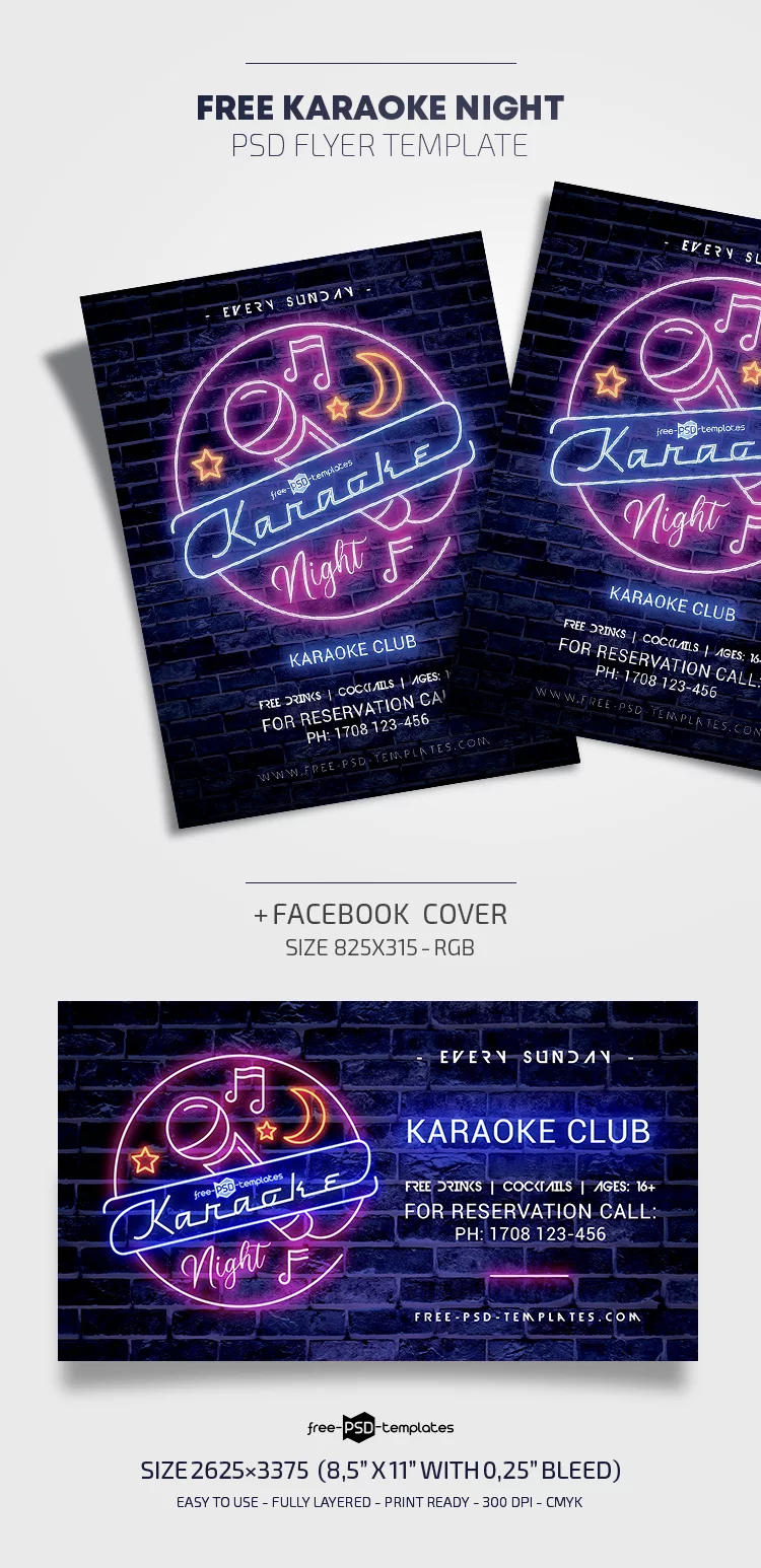 Free Karaoke Night PSD Flyer Template