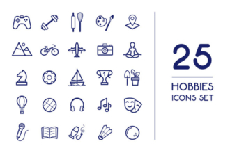 Free Vector Hobbies Icons Set Template Free Vector Hobbies Icons Set Template