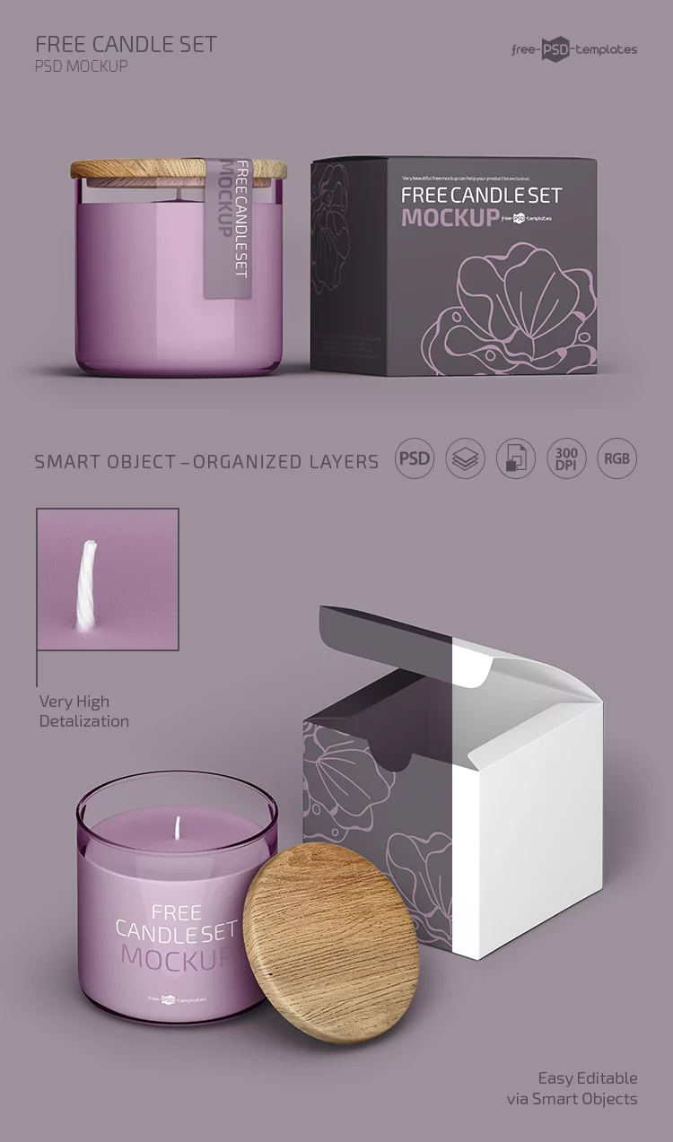 Free Candle Set Template in PSD