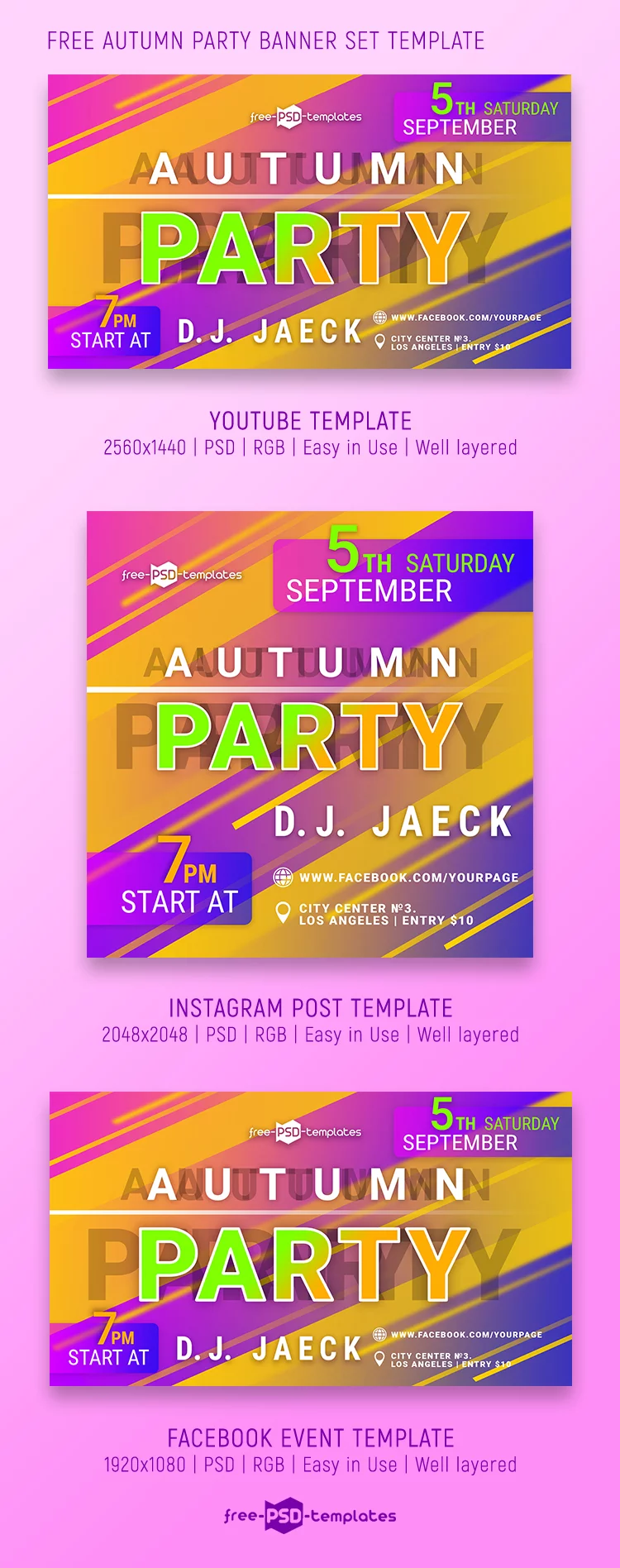 Free Autumn Party Banner Set Template