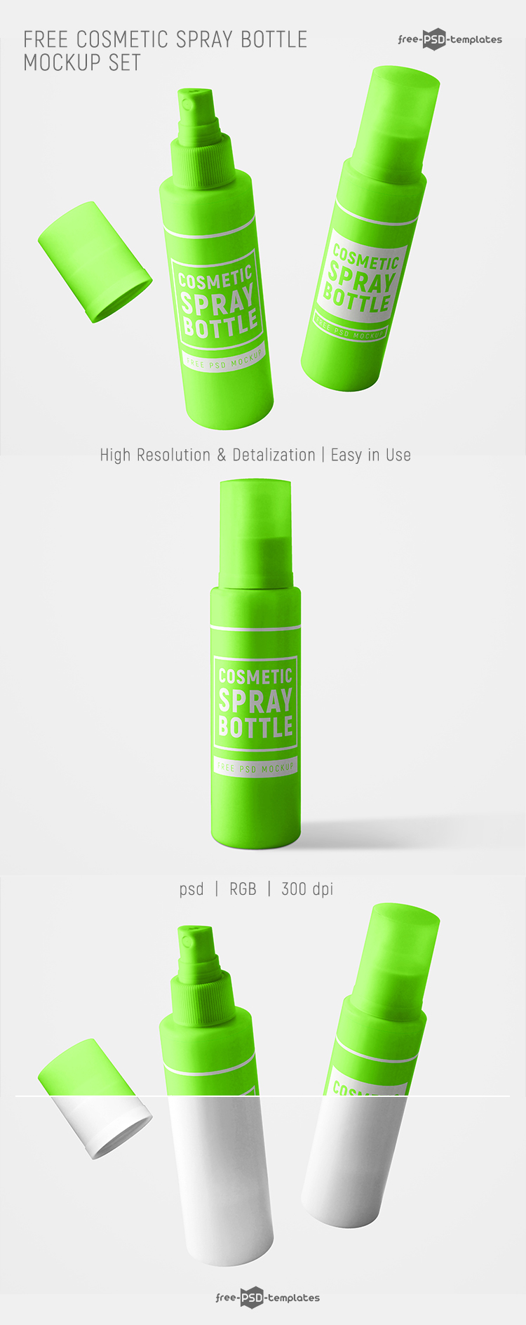 Download Free Cosmetic Spray Bottle Mockup Set | Free PSD Templates Free Mockups