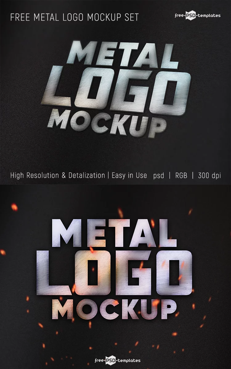 Free Metal Logo Mockup Set – Free PSD Templates