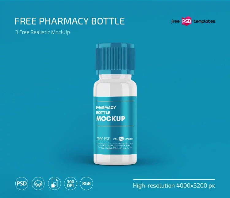 Amber Glass Bottle With Pills Mockup - Free Download Images High