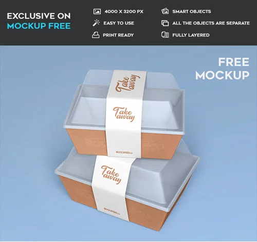 Free Food Box Packaging Mockup (PSD)