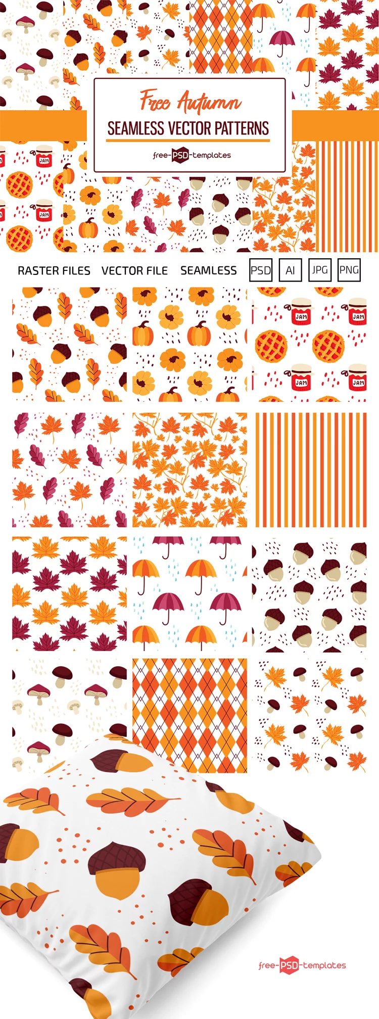 12 Free Autumn Vector Patterns Set