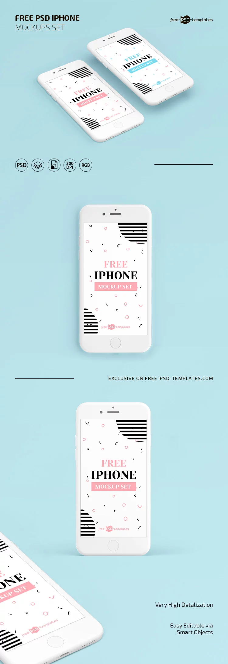 Free iPhone PSD Mockup Set Templates