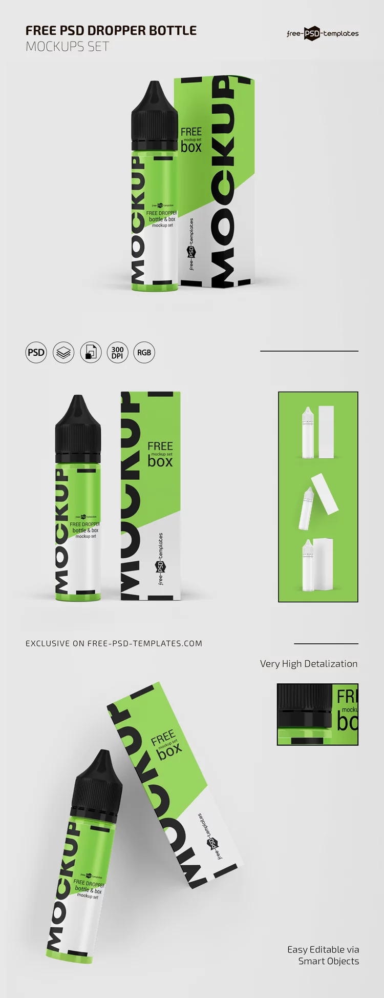 Free Dropper Bottle PSD Mockup Set