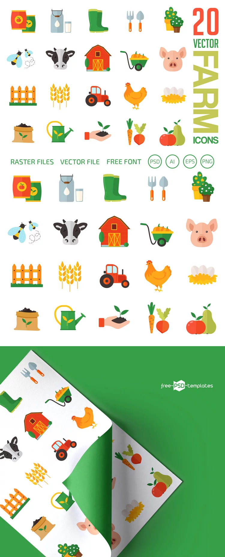 Free Farm Icons Vector Template