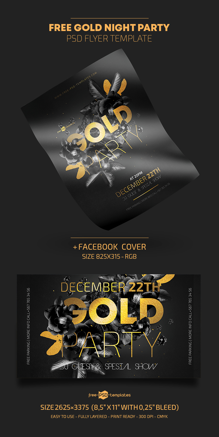 Free Gold Night Party Flyer Template Free Psd Templates