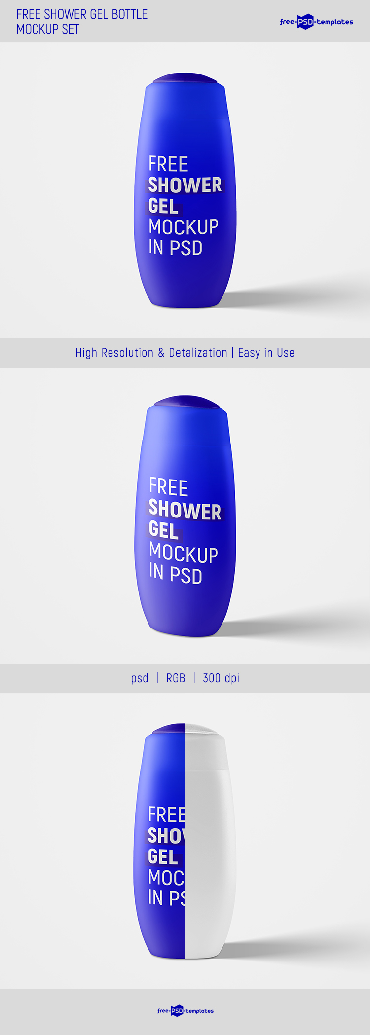 Download Free Shower Gel Bottle Mockup Set | Free PSD Templates
