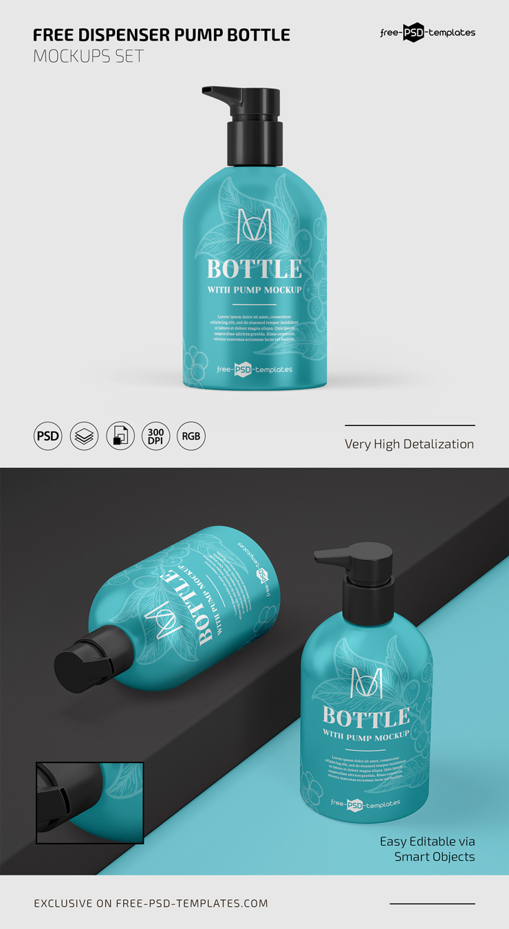 Download Free Dispenser Pump Bottle Mockup Template | Free PSD Templates