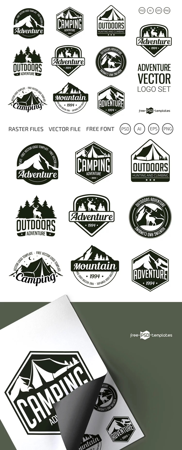 Free Vector Adventure Logo Set Template