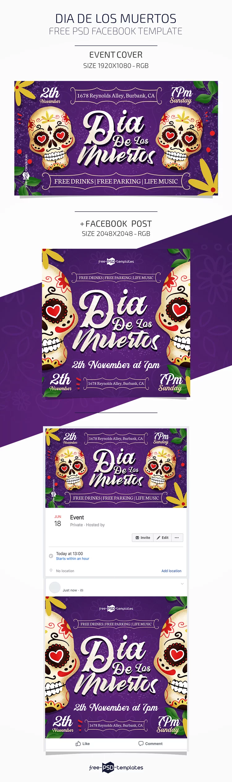 Free Dia De Los Muertos Facebook Event Page Template