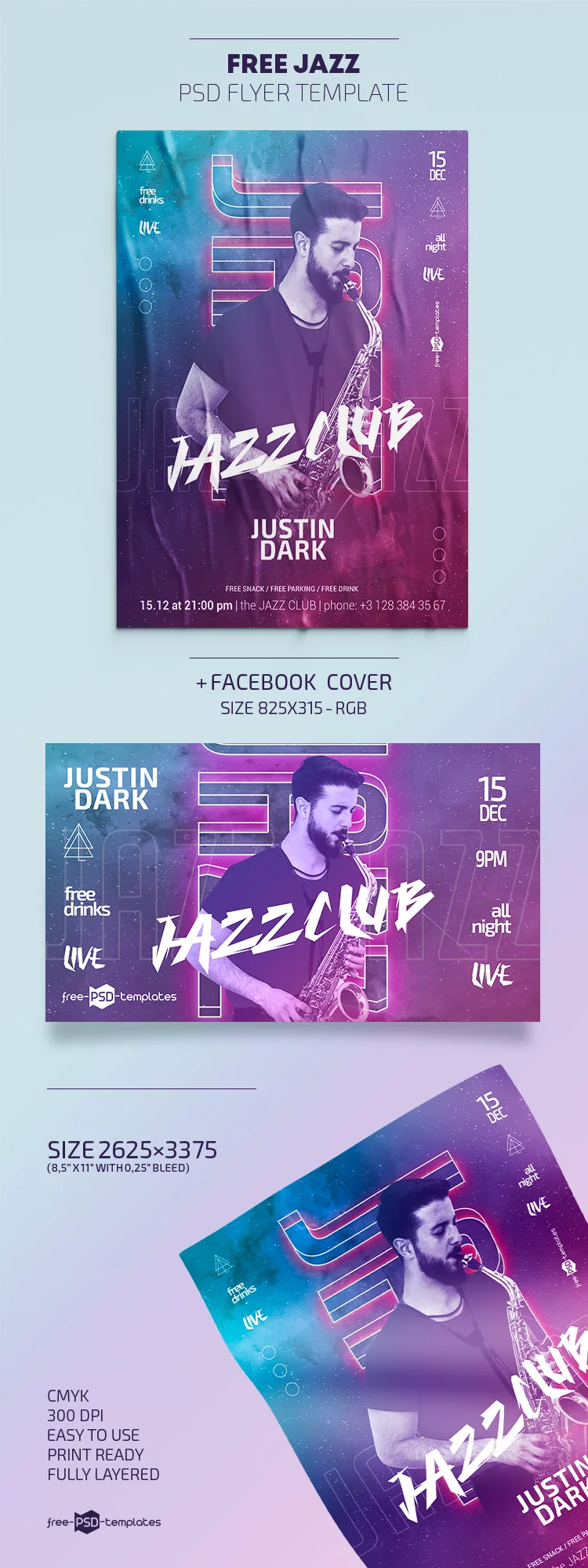 Free Jazz Flyer Template in PSD