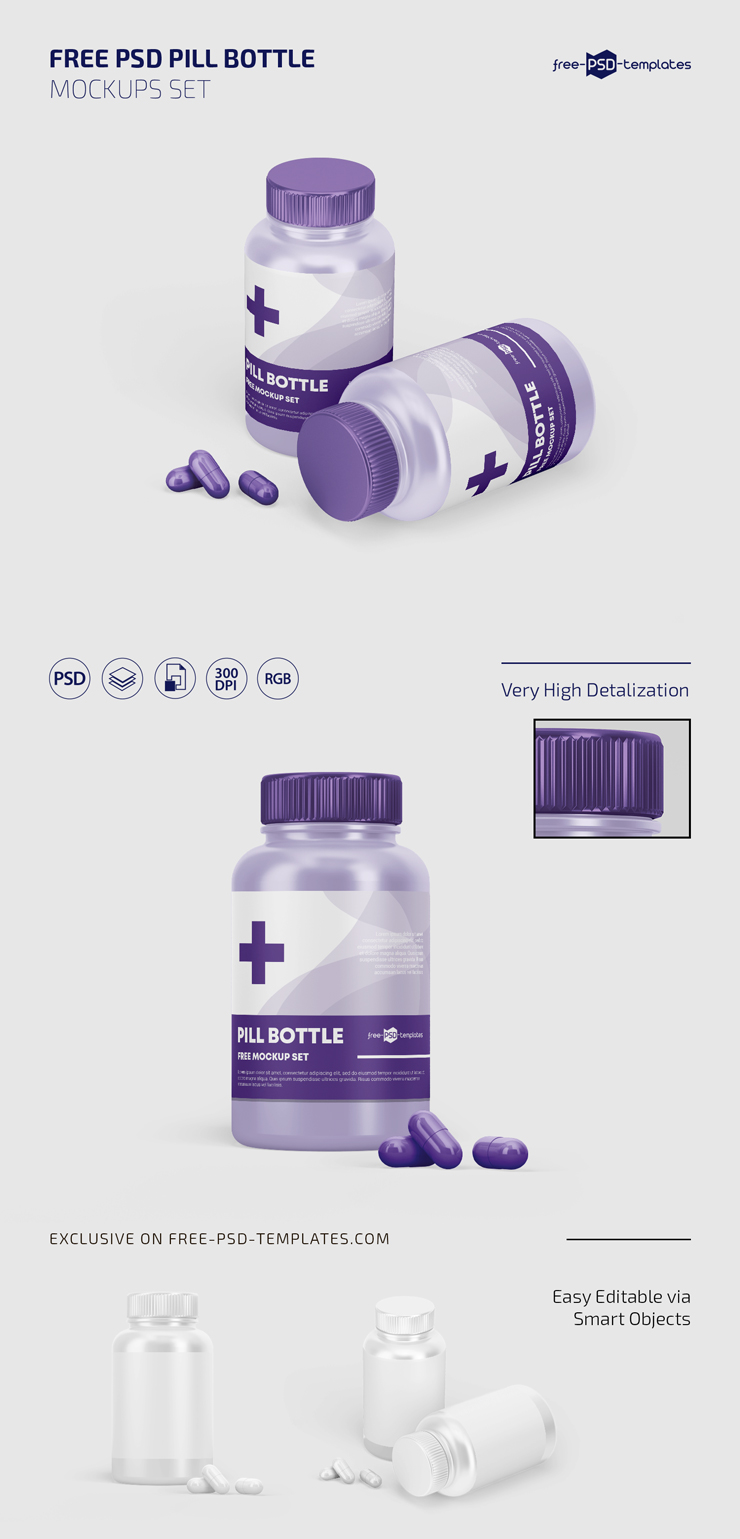 Download Free Pill Bottle Mockup Set Template Free Psd Templates
