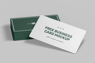 Free Business Card Mockup with Round Corners