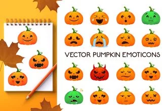 Free Vector Pumpkin Emoticons Templates