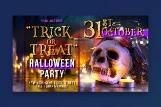Free Halloween Party Banner Set Template + Photo