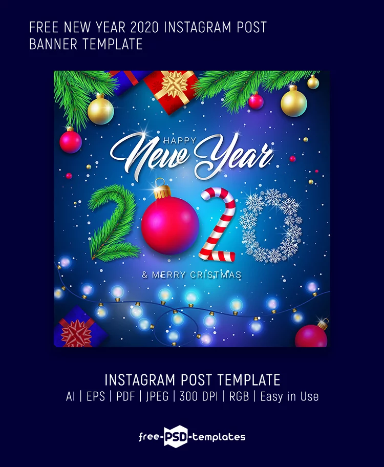 Free New Year 2020 Instagram Post Banner Template
