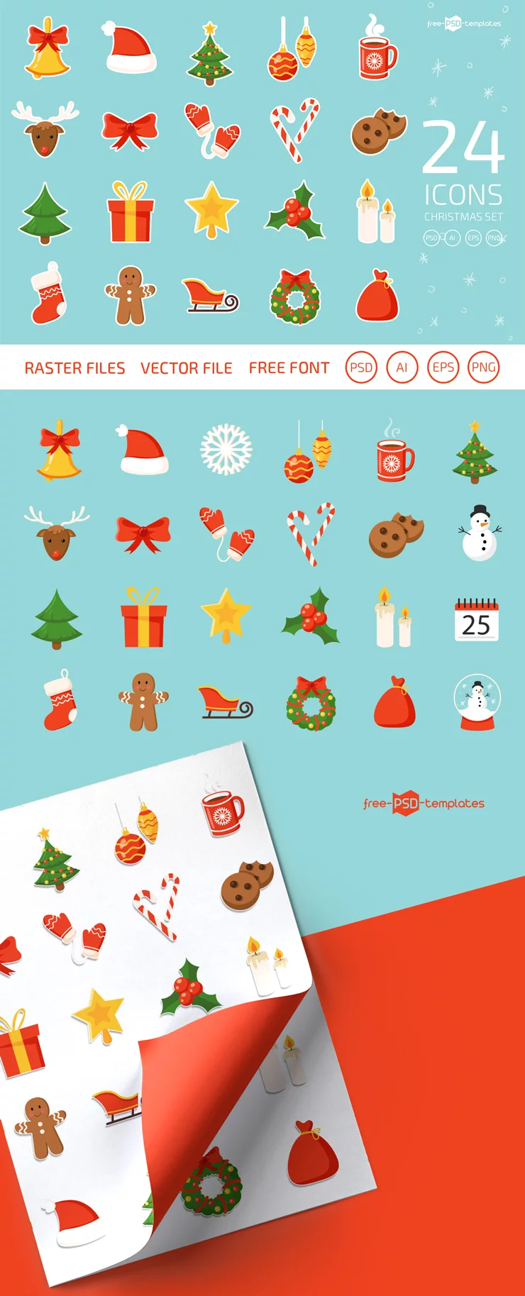 Free Christmas Icons Vector Template
