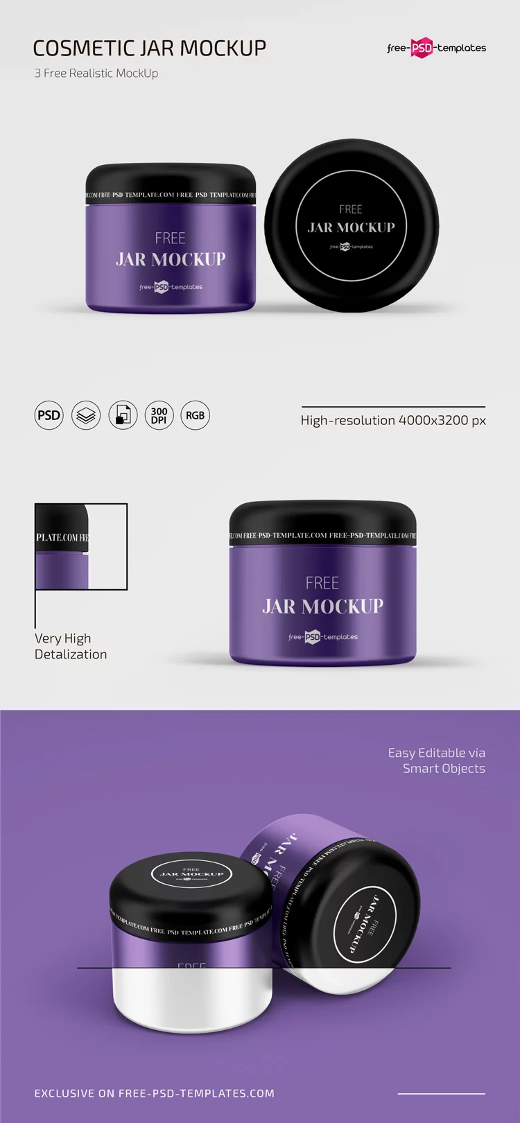 Free PSD Cosmetic Jar Mockup Set