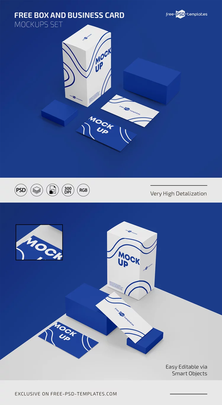 Free Box and Business Cards Mockups