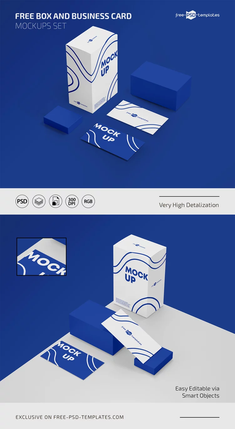 Free Box and Business Cards Mockups – Free PSD Templates