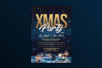 Free XMas Party Flyer Template in PSD