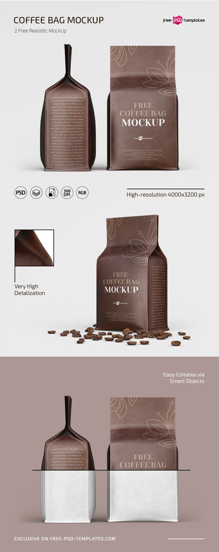 Coffee Bag Mockup in PSD