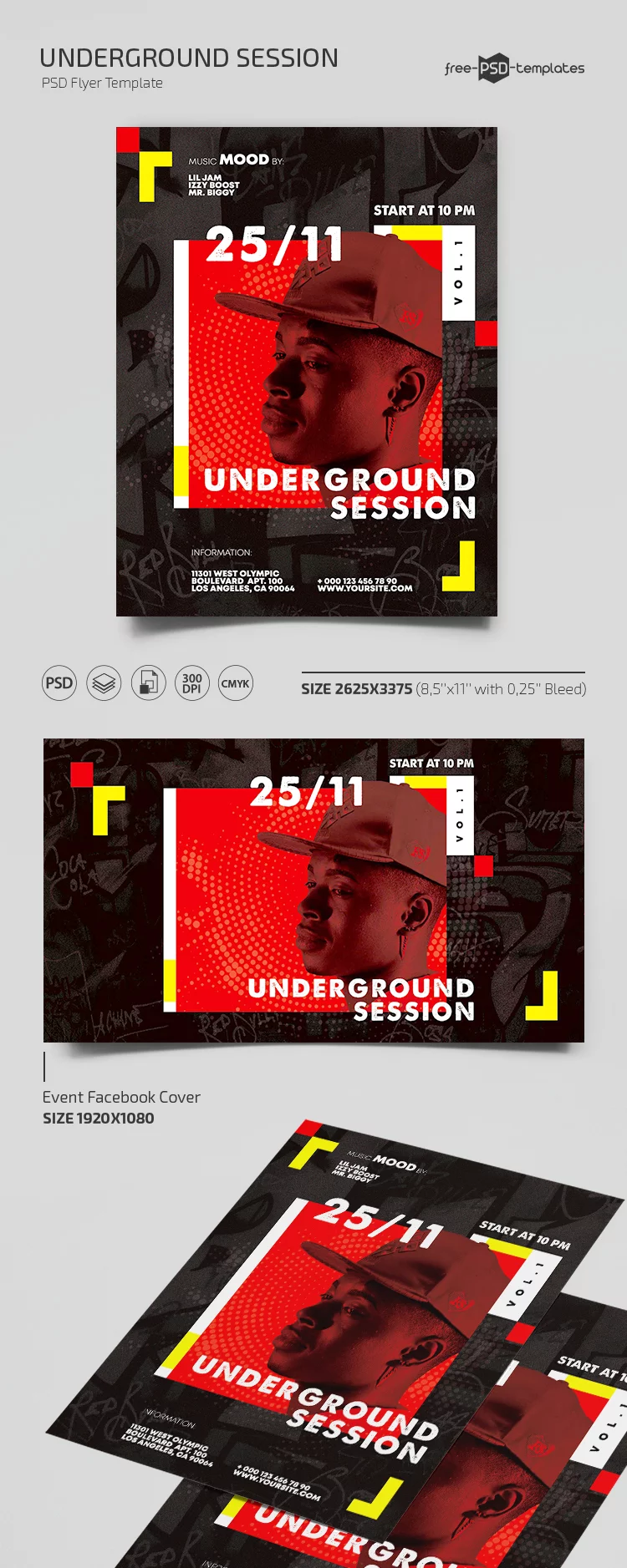 Free Underground Session Flyer Template in PSD