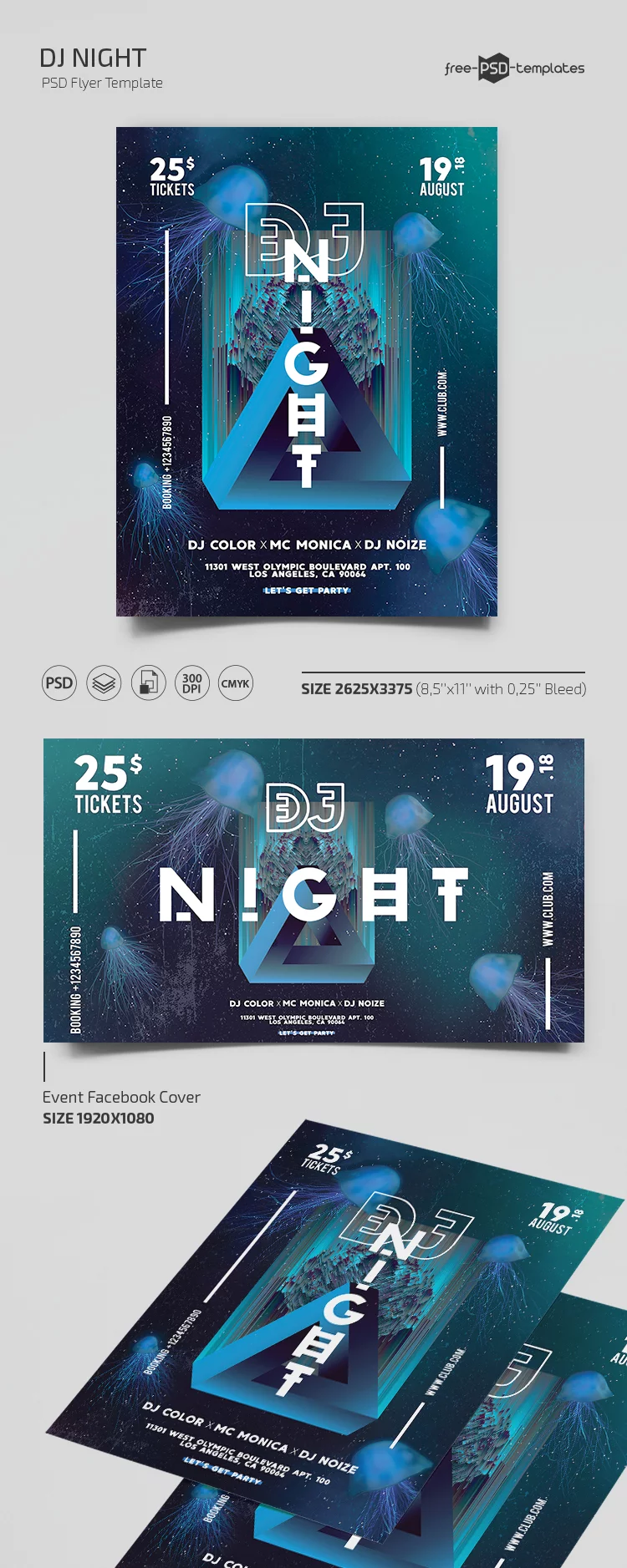 Free Dj Night Flyer Template in PSD