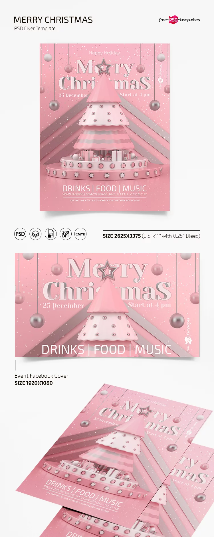 Free Christmas Party Flyer Template in PSD