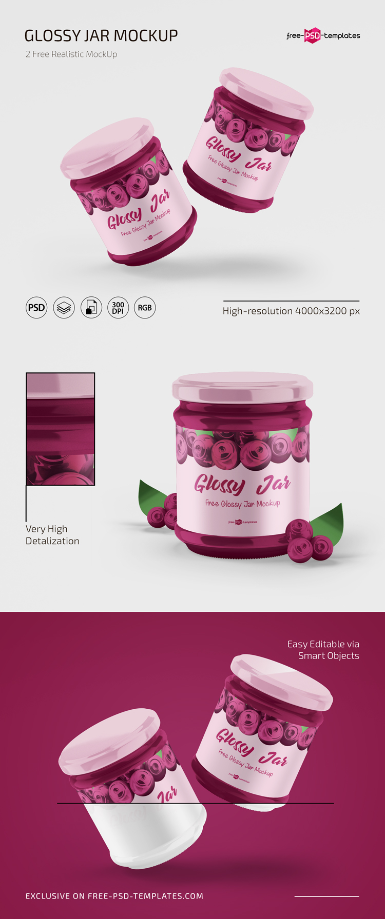 Download Free Psd Glossy Jar Mockup Set Free Psd Templates