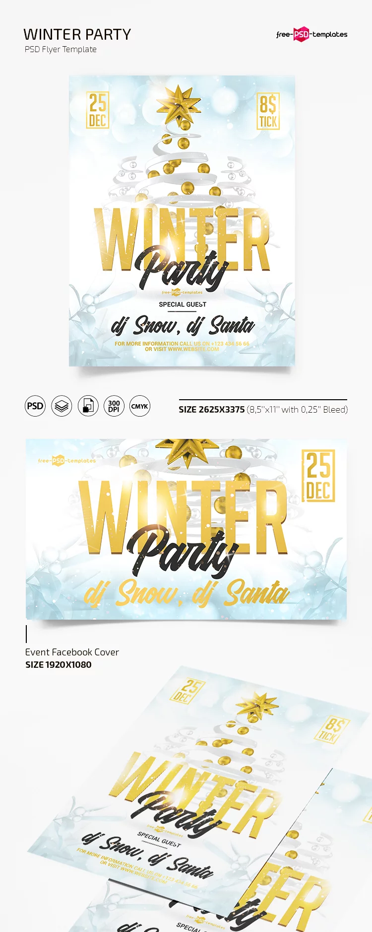 Free Winter Party Flyer Template in PSD