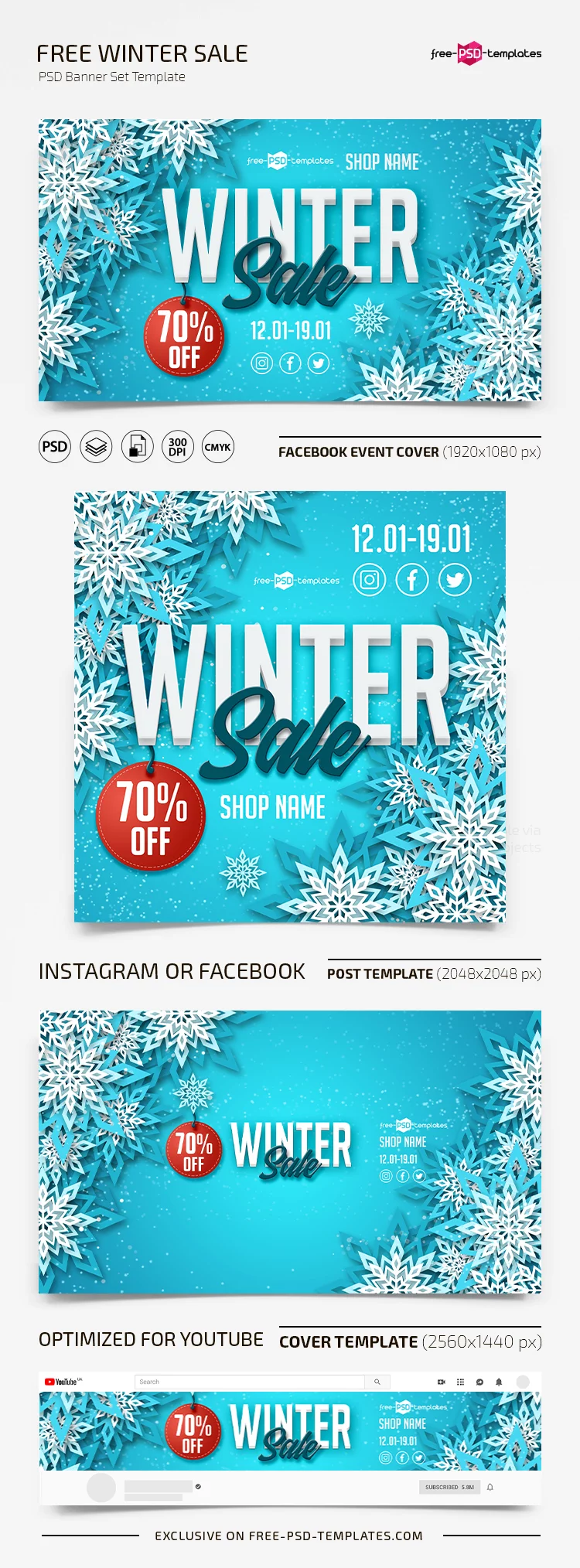 Free PSD  Winter design flyer template