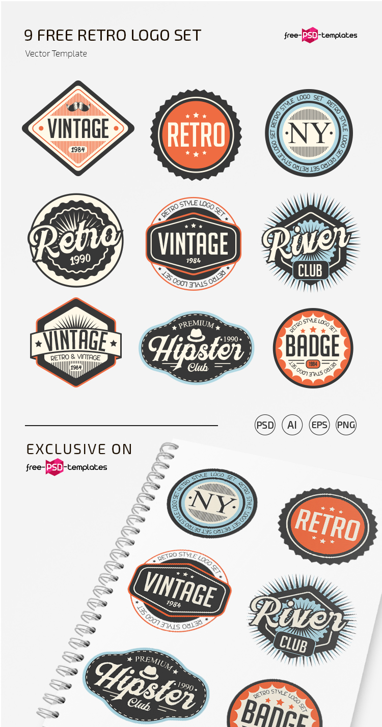 Download Free Vector Retro Logo Set Template | Free PSD Templates