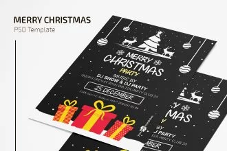 Free Christmas Party Invitation Card Template in PSD