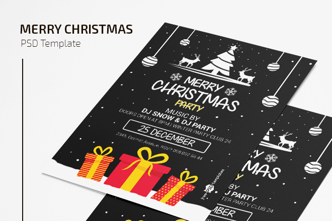 Free Christmas Party Invitation Template In Psd Free Psd Templates