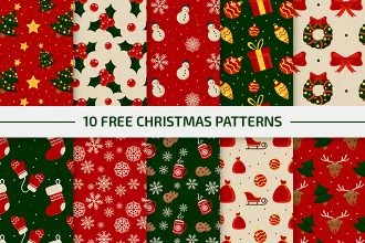 10 Free Christmas Vector Patterns Set