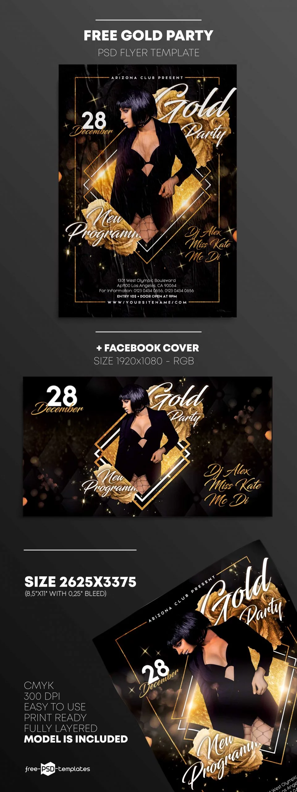 Free Black and Gold flyer template (PSD)