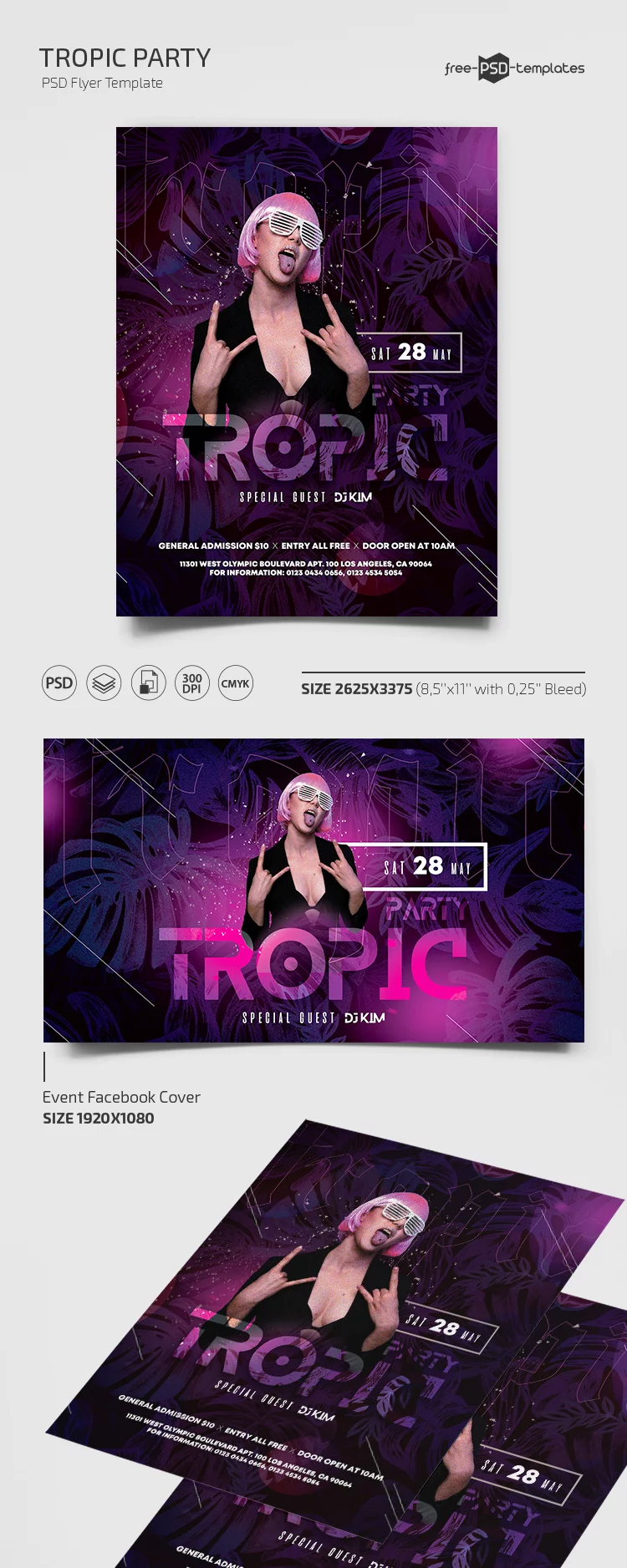 Free Tropic Party Flyer Template in PSD