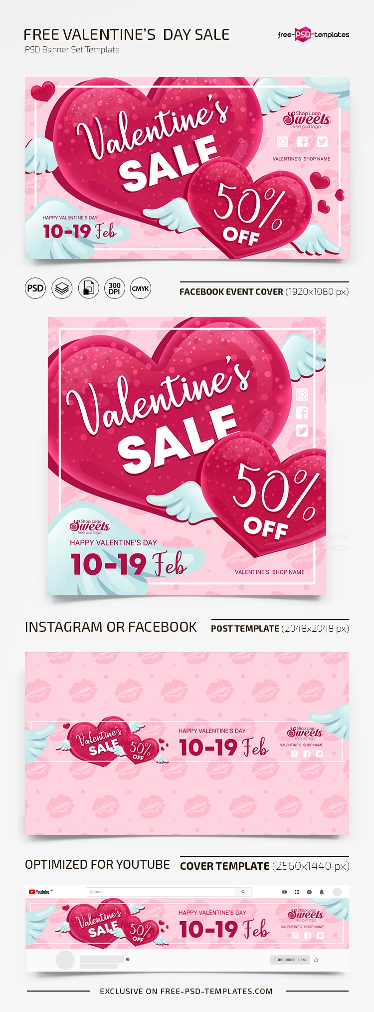 Free Valentine’s Day Sale Banner Set Template