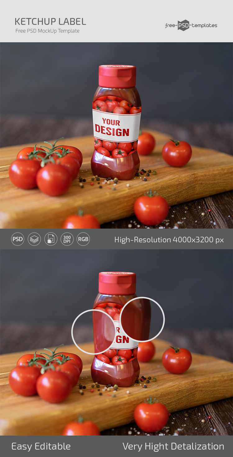 Download Free PSD Ketchup Label Mockup Set | Free PSD Templates