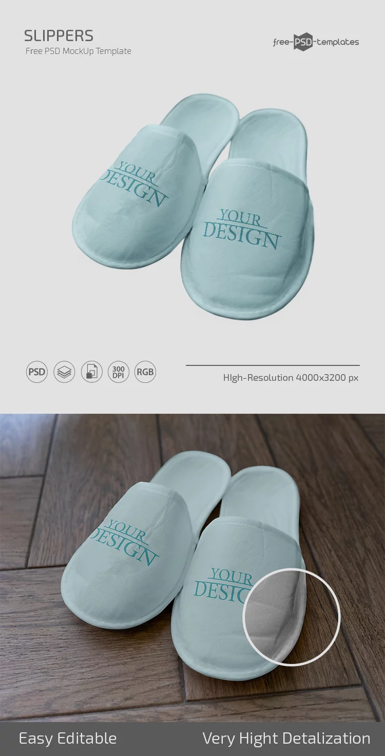 Free PSD Slippers Mockup Set