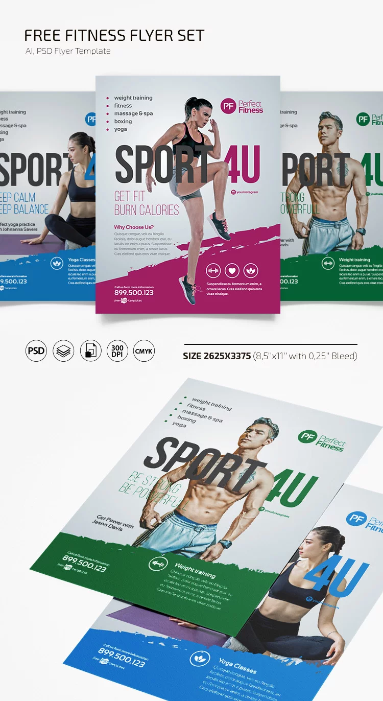 Free Fitness Flyer Set Template