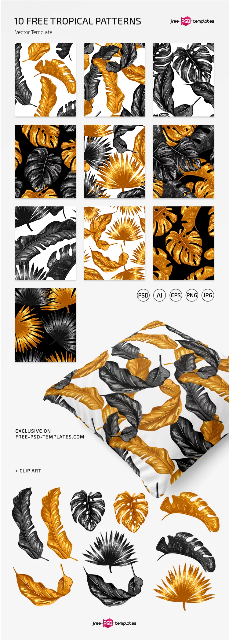 10 Free Tropical Vector Patterns Set