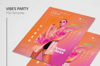Free Vibes Party Flyer Template in PSD