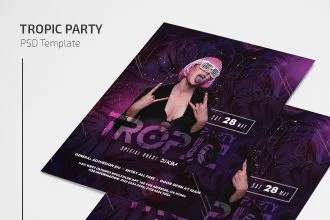 Free Tropic Party Flyer Template in PSD