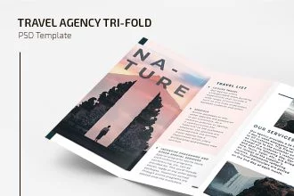 Free Travel Agency Tri-fold Broshure Template in PSD