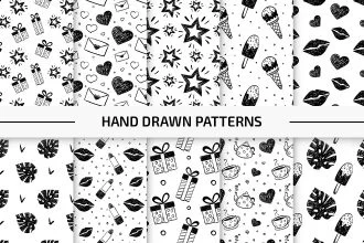 10 Free Hand Drawn Vector Patterns Set